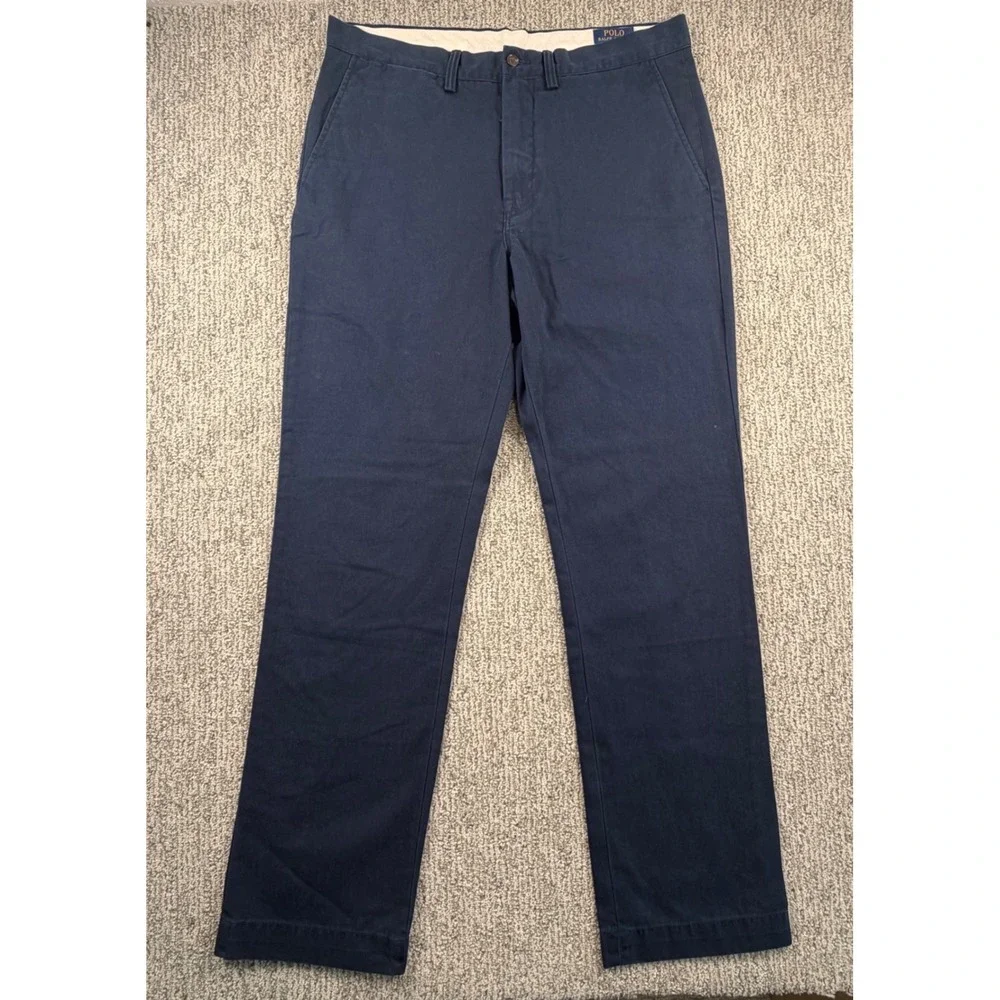 Polo Ralph Lauren Chinos Mens 34(36)/34 Navy Blue Classic Fit Cotton Twill Pants